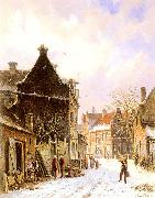 Adrianus Eversen A Village Street Scene in Winter oil